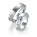 Eheringe einfarbig Weißgold mit Diamant