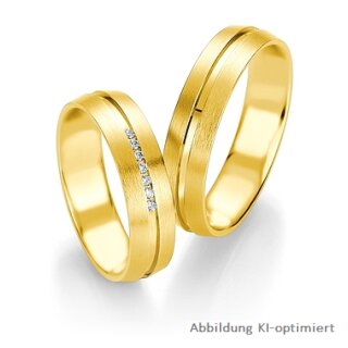 Eheringe einfarbig 375er Gelbgold mit Diamant