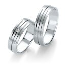 Eheringe einfarbig Weißgold mit Diamant