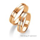 Eheringe einfarbig Rotgold mit Diamant