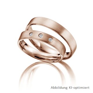 Trauringe einfarbig Rotgold mit Brillant