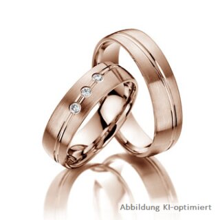 Trauringe einfarbig Rotgold mit Brillant