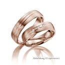 Trauringe einfarbig Rotgold mit Brillant