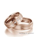 Trauringe einfarbig Rotgold mit Brillant