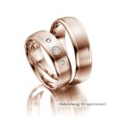 Trauringe einfarbig Rotgold mit Brillant