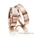 Trauringe einfarbig Rotgold mit Brillant