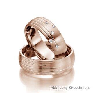 Eheringe einfarbig Rotgold mit Brillant