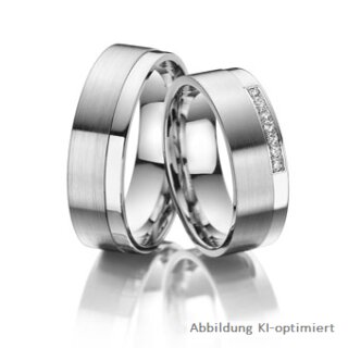 Eheringe einfarbig Platin mit Brillant