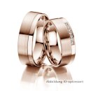 Eheringe einfarbig Rotgold mit Brillant