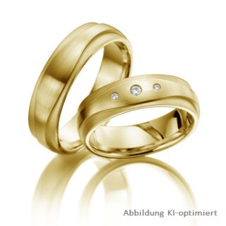 Eheringe einfarbig Gelbgold mit Brillant