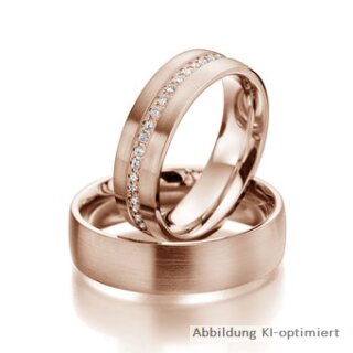 Eheringe einfarbig Rotgold mit Brillant