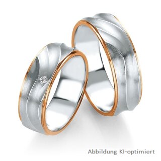 Trauringe Rotgold/Weißgold mit Brillant