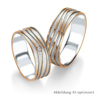 Trauringe bicolor Rotgold/Weißgold mit Brillant