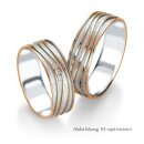 Trauringe bicolor Rotgold/Weißgold mit Brillant