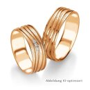 Trauringe einfarbig Rotgold mit Brillant