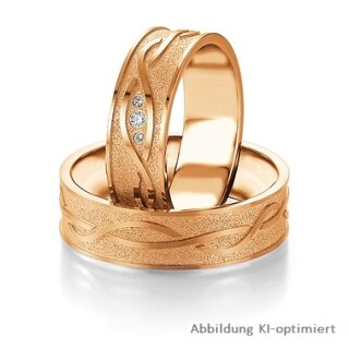 Trauringe einfarbig Rotgold mit Brillant