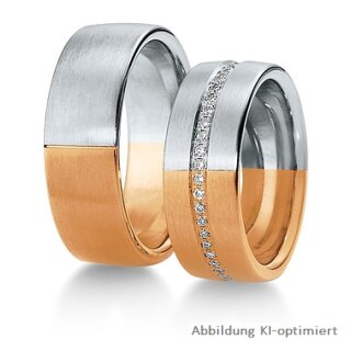 Eheringe mehrfarbig Rotgold/Weißgold mit Brillant