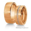 Eheringe einfarbig Rotgold mit Brillant