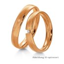 Trauringe einfarbig Rotgold mit Brillant