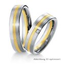 Trauringe mehrfarbig Weißgold/Gelbgold mit Diamant