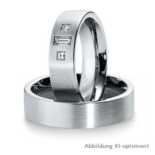 Trauringe einfarbig Weißgold mit Diamant