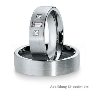 Trauringe einfarbig Platin mit Diamant