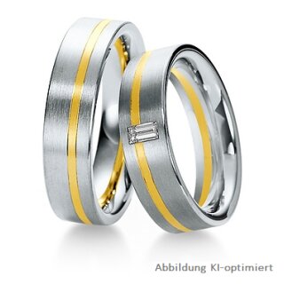 Trauringe mehrfarbig Weißgold/Gelbgold mit Diamant