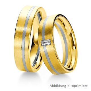 Trauringe mehrfarbig Weißgold/Gelbgold mit Diamant