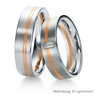 Trauringe mehrfarbig Weißgold/Rotgold mit Diamant