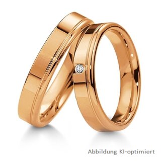 Trauringe einfarbig Rotgold mit Brillant