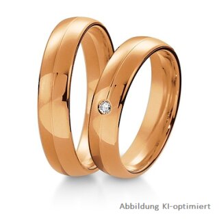 Trauringe einfarbig Rotgold mit Brillant