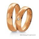 Trauringe einfarbig Rotgold mit Brillant