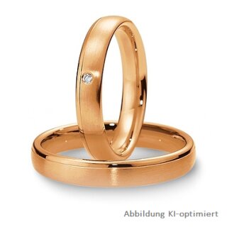 Trauringe einfarbig Rotgold mit Brillant