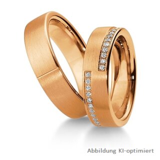 Eheringe einfarbig Rotgold mit Brillant