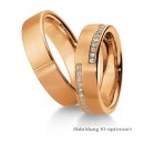 Eheringe einfarbig Rotgold mit Brillant