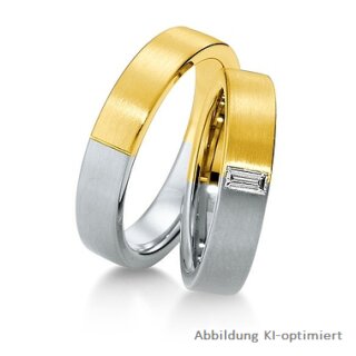 Eheringe mehrfarbig Gelbgold/Weißgold mit Diamant