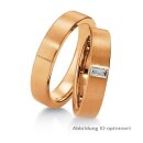 Eheringe einfarbig Rotgold mit Diamant