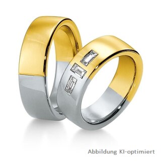 Eheringe mehrfarbig Gelbgold/Weißgold mit Diamant