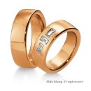 Eheringe einfarbig Rotgold mit Diamant