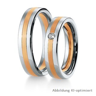 Trauringe bicolor Rotgold/Weißgold Brillant