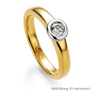 Verlobungsring bicolor Gelbgold/Weißgold Diamant Glanz