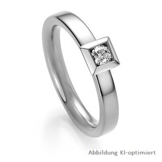 Verlobungsring Weißgold Solitär Diamant quadratische Form Glanz