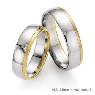 Bicolor-Eheringe Weißgold/Gelbgold mit Brillant