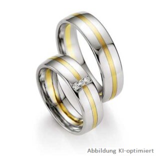 Eheringe Weißgold/Gelbgold mit Brillant