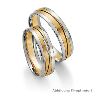 Eheringe mehrfarbig Gelbgold/Weißgold mit Brillant