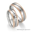 Eheringe mehrfarbig Stahl mit Rotgold und Brillant