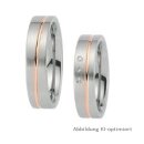 Eheringe Stahl mit Rotgold und Brillant