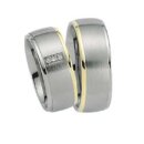 Eheringe Edelstahl mit Gelbgold und Brillant