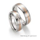 Eheringe mehrfarbig Stahl mit Rotgold und Brillant