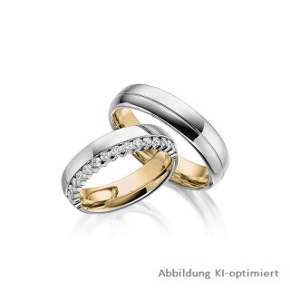Bicolor-Trauringe Weißgold/Gelbgold mit Brillant